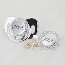 Load image into Gallery viewer, MIYOCAR Personalized any name can make gold bling pacifier and pacifier clip BPA free dummy bling unique design P8