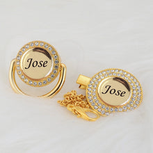 Load image into Gallery viewer, MIYOCAR Personalized any name can make gold bling pacifier and pacifier clip BPA free dummy bling unique design P8