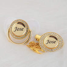 Load image into Gallery viewer, MIYOCAR Personalized any name can make gold bling pacifier and pacifier clip BPA free dummy bling unique design P8