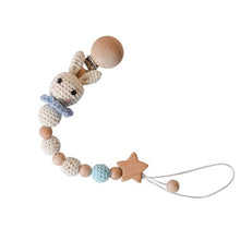 Load image into Gallery viewer, 1PC Baby Wooden Teether Pacifier Clip Chain Elephant Pendant Crochet Beads Rodent Soother Clip Baby Shower Gift For Kids Toys