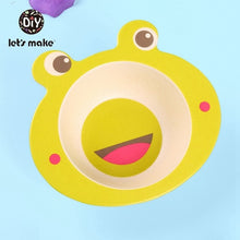 Load image into Gallery viewer, Let's Make Baby Bamboo Bowl+Spoon+Fork Feeding Food Tableware Set Cartoon Aniaml Bee Kid Dishes Bamboo Feeding Bowl Dinner Plate