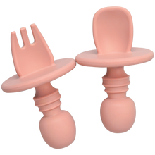 Load image into Gallery viewer, 2pcs/lot Baby Training Fork Spoon Set Silicone Baby Feeding Spoon And Fork Set Food Grade Newbornrn Accessories Teether