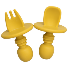 Load image into Gallery viewer, 2pcs/lot Baby Training Fork Spoon Set Silicone Baby Feeding Spoon And Fork Set Food Grade Newbornrn Accessories Teether