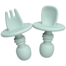 Load image into Gallery viewer, 2pcs/lot Baby Training Fork Spoon Set Silicone Baby Feeding Spoon And Fork Set Food Grade Newbornrn Accessories Teether