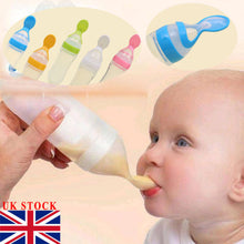 Load image into Gallery viewer, 90ML Lovely Safety Infant Baby Silicone Feeding With Spoon Feeder Food Rice Cereal Bottle For Best Gift