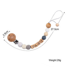 Load image into Gallery viewer, 1PC Baby Wooden Teether Pacifier Clip Chain Elephant Pendant Crochet Beads Rodent Soother Clip Baby Shower Gift For Kids Toys