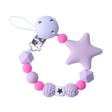 Load image into Gallery viewer, Silicone Pacifier Clip Safety Eco-friendly Newborn Baby Teething Toys Baby Pacifier Chain Food Grade Silicone Star Feeding Chain
