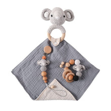 Load image into Gallery viewer, 1PC Baby Wooden Teether Pacifier Clip Chain Elephant Pendant Crochet Beads Rodent Soother Clip Baby Shower Gift For Kids Toys
