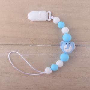 Cute BPA Free Silicone Animal Pendant Pacifier Clips Chain Nipple Holder for Infant Baby Shower Gift