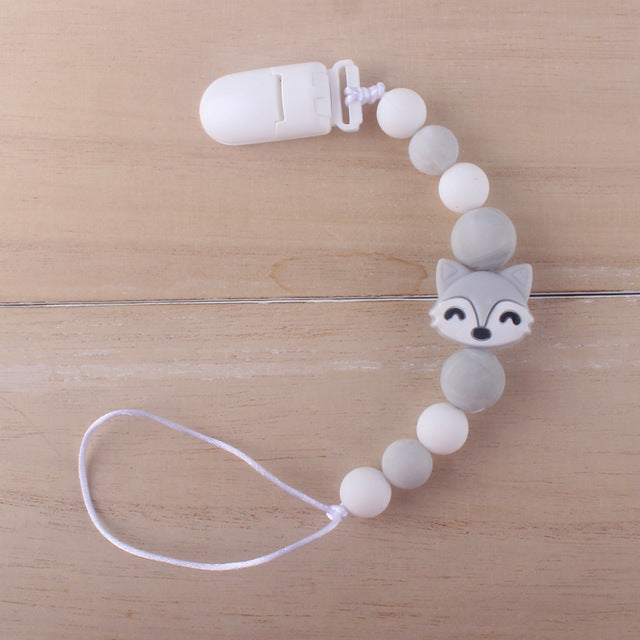 Cute BPA Free Silicone Animal Pendant Pacifier Clips Chain Nipple Holder for Infant Baby Shower Gift