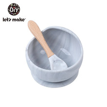 Load image into Gallery viewer, Let&#39;S Make 1set Silicone Baby Feeding Set Waterproof Spoon Non-Slip Feedings Silicone Bowl Tableware Baby Products Baby Plate
