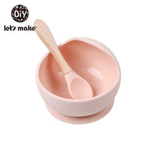 Load image into Gallery viewer, Let&#39;S Make 1set Silicone Baby Feeding Set Waterproof Spoon Non-Slip Feedings Silicone Bowl Tableware Baby Products Baby Plate
