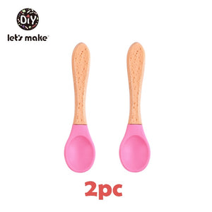 Let'S Make 1set Silicone Baby Feeding Set Waterproof Spoon Non-Slip Feedings Silicone Bowl Tableware Baby Products Baby Plate