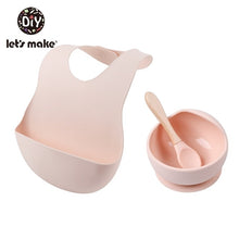 Load image into Gallery viewer, Let&#39;S Make 1set Silicone Baby Feeding Set Waterproof Spoon Non-Slip Feedings Silicone Bowl Tableware Baby Products Baby Plate
