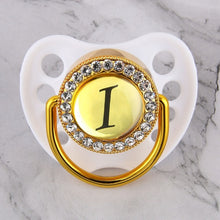 Load image into Gallery viewer, Luxury Glam Crystal White Bling Pacifier 26 Initial Letters Available Handmade Rhinestones Baby Dummy Wholesale
