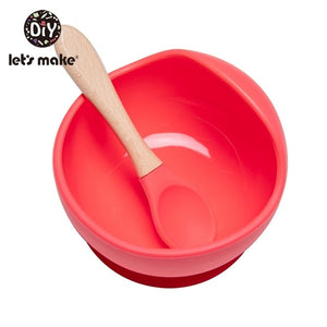 Let'S Make 1set Silicone Baby Feeding Set Waterproof Spoon Non-Slip Feedings Silicone Bowl Tableware Baby Products Baby Plate