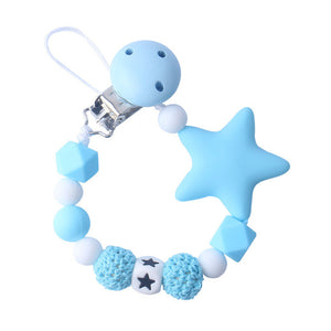 Silicone Pacifier Clip Safety Eco-friendly Newborn Baby Teething Toys Baby Pacifier Chain Food Grade Silicone Star Feeding Chain